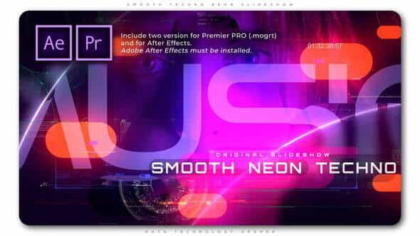 Smooth Techno Neon Slideshow - VideoHive 32299148