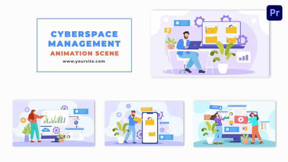 Cyberspace Management Concept Flat Vector Animation Scene - VideoHive 48802144