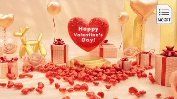 Valentine Day 3D Logo Intro Mogrt - VideoHive 50434576