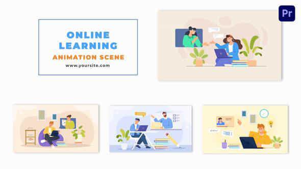 Vector Interactive Remote Learning Animation Scene - VideoHive 48802018