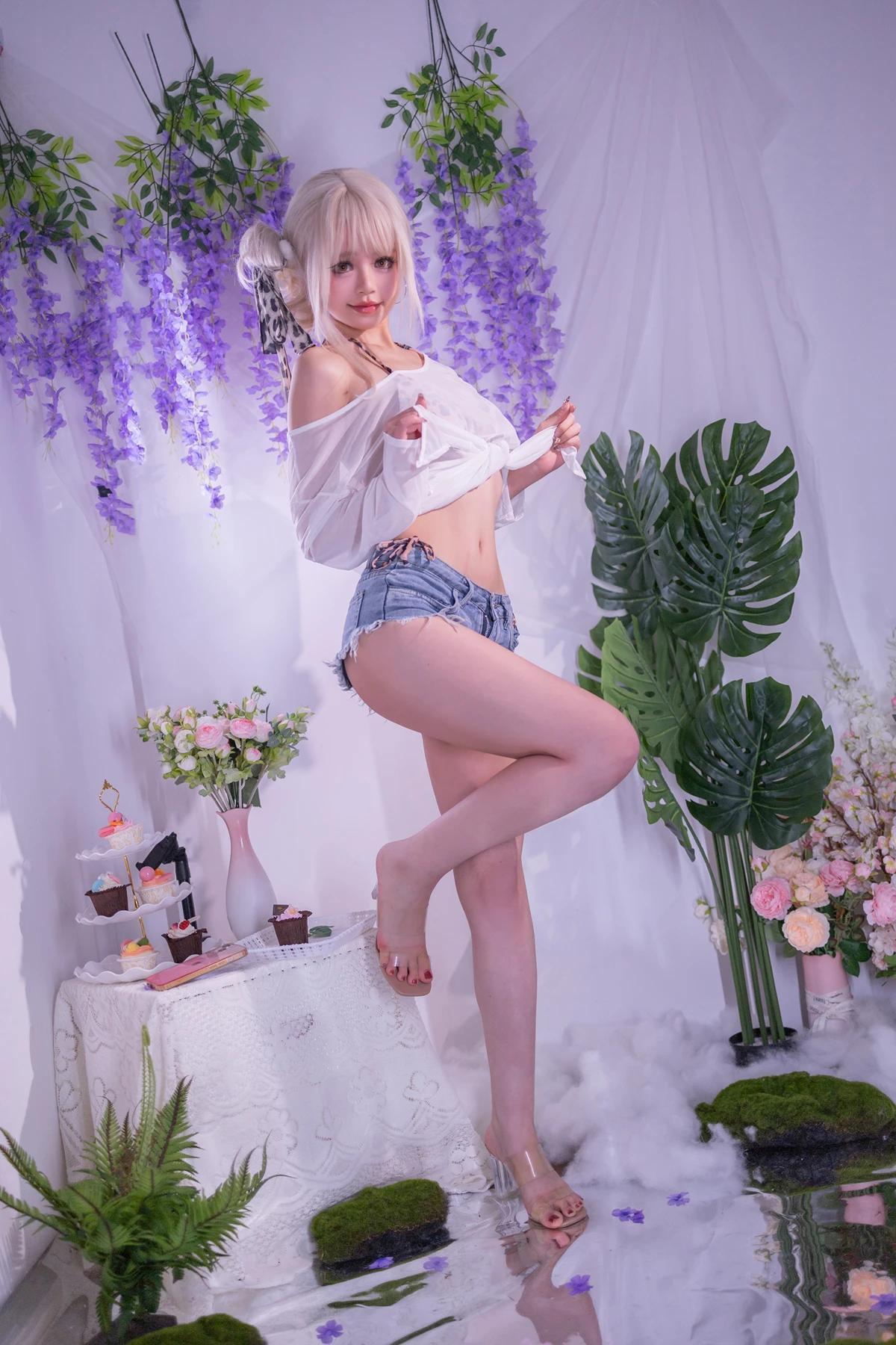 Cosplay 千反田鹿子 – 罩纱豹纹泳装(2)
