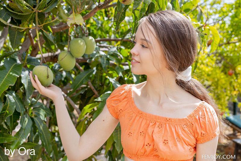 Young looking girl Shea picks ripe fruit before getting butt naked(3)