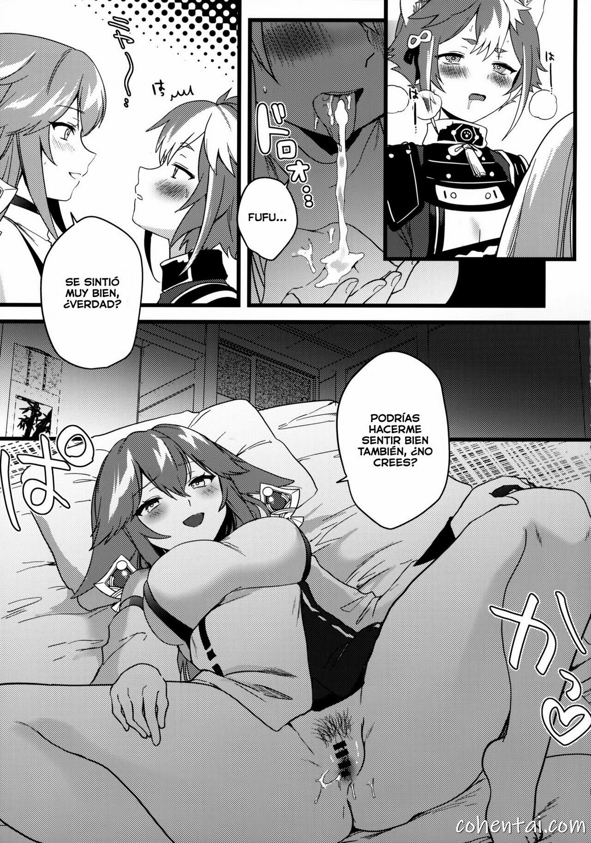 Inu to Kitsune ga Majiwaru Yoru ni (Genshin Impact) manga hentai xxx español