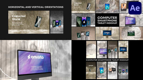 Computer Smartphone Tablet Mockup For After Effects - VideoHive 54566847