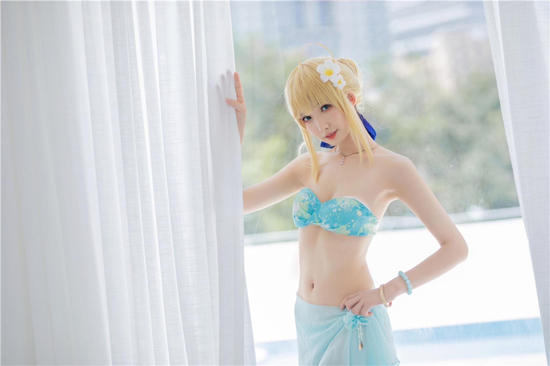 Cosplay 封疆疆v 阿尔托莉雅 潘德拉贡 泳装(4)