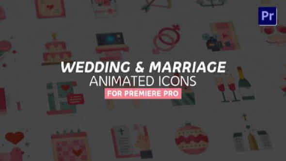 Wedding Marriage Modern Flat Animated Icons Mogrt - VideoHive 39551691
