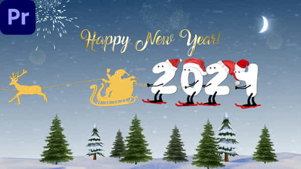 New Year Cartoon Skier Mogrt - VideoHive 49552208