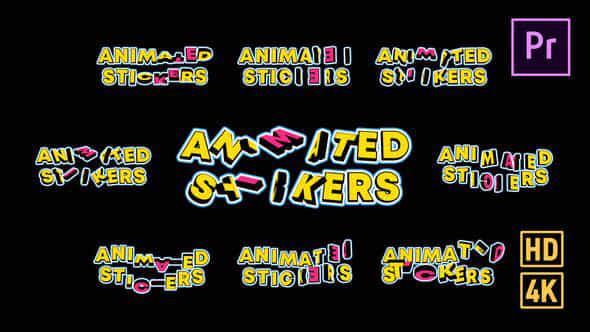 Animated Text Stickers - VideoHive 43237954