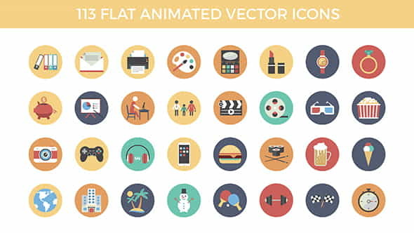 120 Flat Animated Vector Icons | Corporate - VideoHive 16503052