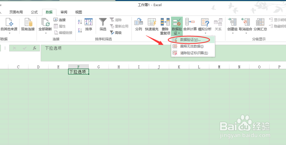 Excel 2010中如何设置单元格下拉选项