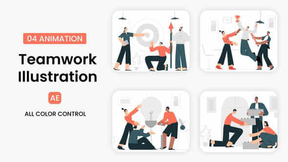 Teamwork Illustration Scene - VideoHive 55273790