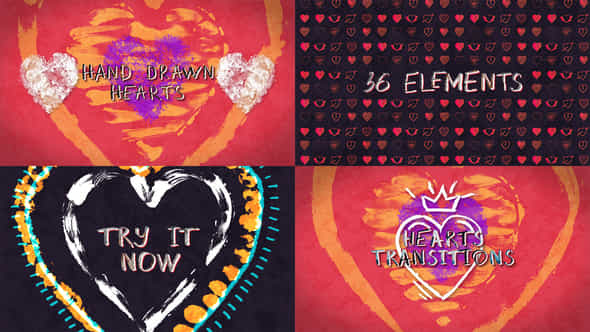 Doodle Hand Drawn Hearts Collection - VideoHive 56495514