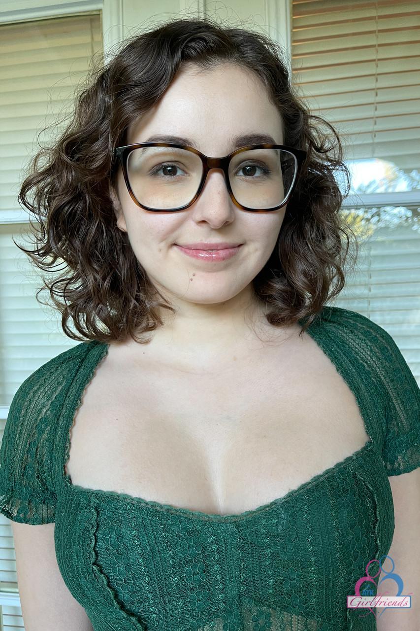 Nerdy girlfriend Leana Lovings displays her lovely tits, round ass & hot twat(1)