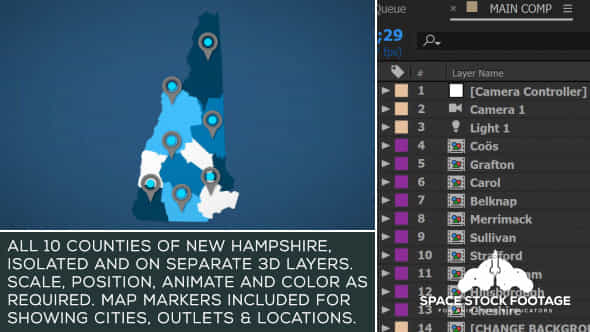 New Hampshire Map - VideoHive 20822489