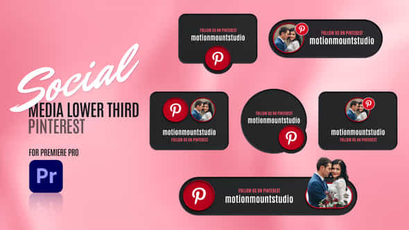 Social Media Lower Thirds Pinterest Premiere Pro - VideoHive 48886100