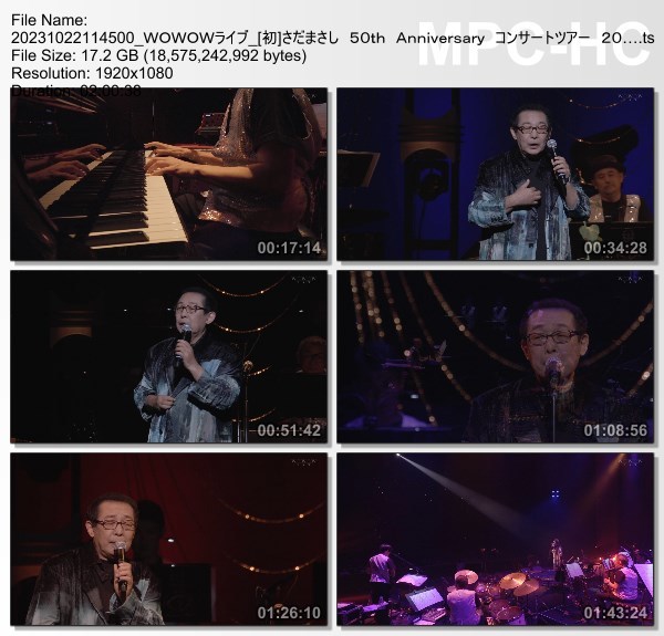 [TV-Variety] さだまさし 50th Anniversary コンサートツアー 2023 ~なつかしい未来~ 三夜 管もナイト (WOWOW Live 2023.10.22)