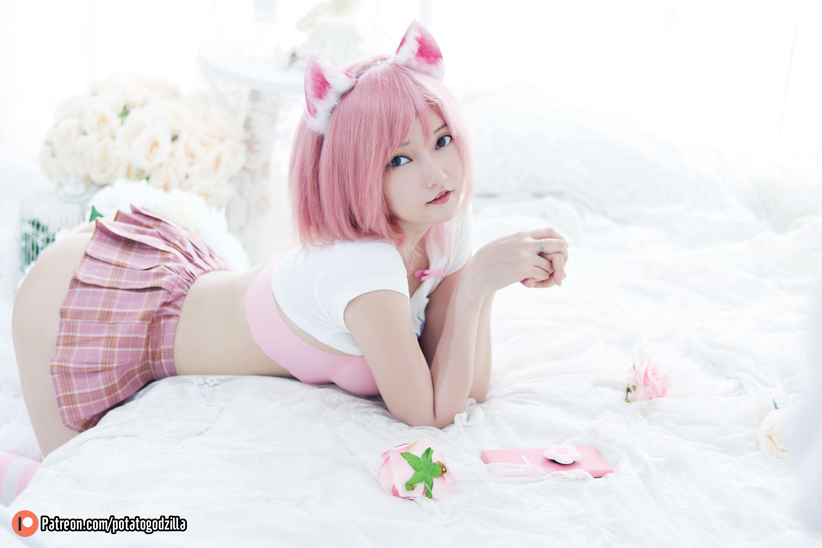 Coser小姐姐Potato Godzilla – Pink Casual 套图(4)