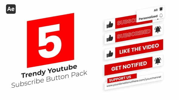 Trendy Youtube Subscribe Button Pack - VideoHive 37261546