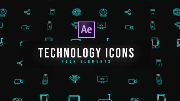 Tech Neon Icons - VideoHive 39185153