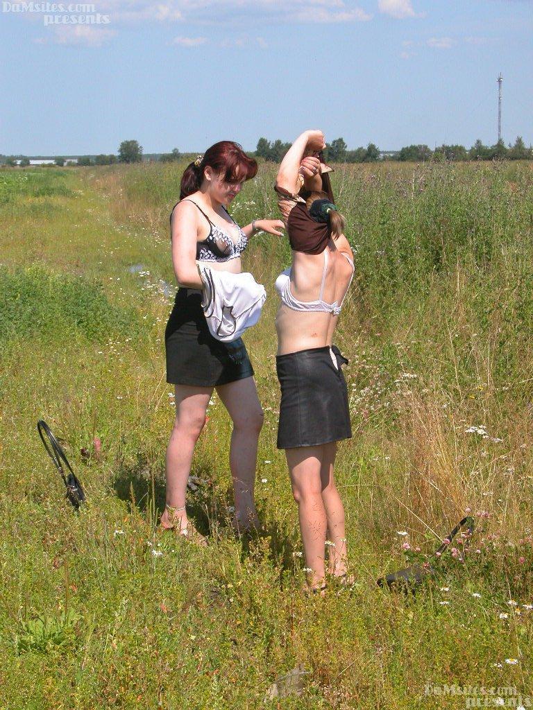 2 older women in need of sex come across a homeless bum to fuck in a field(1)