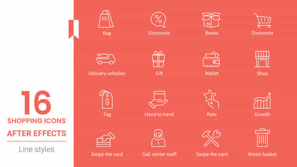 Shopping Line Icons - VideoHive 44114560