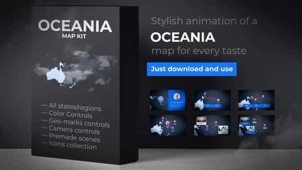 Map of Oceania with Countries - VideoHive 24421049