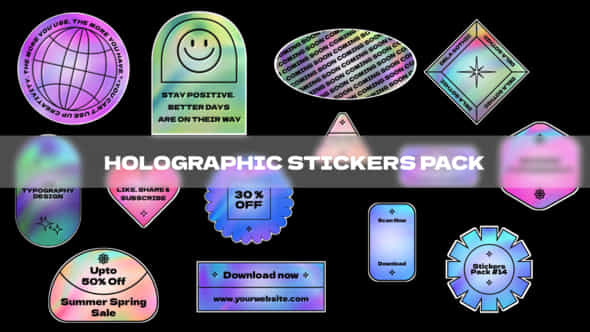 Holographic Stickers Pack - VideoHive 45271319
