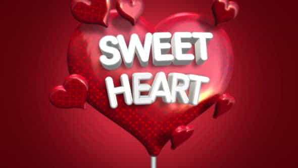 Animated closeup Sweet Heart text and motion romantic heart on Valentine day shiny background | Events - VideoHive 29943178