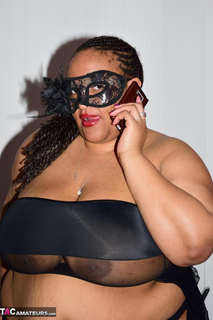 SSBBW wears a mask while unveiling her huge saggy tits and massive ass(7)