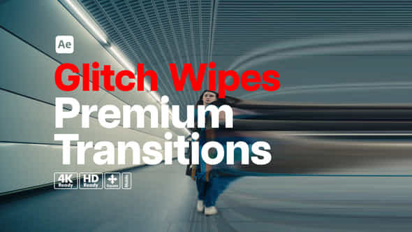 Premium Transitions Glitch Wipes - VideoHive 53717844