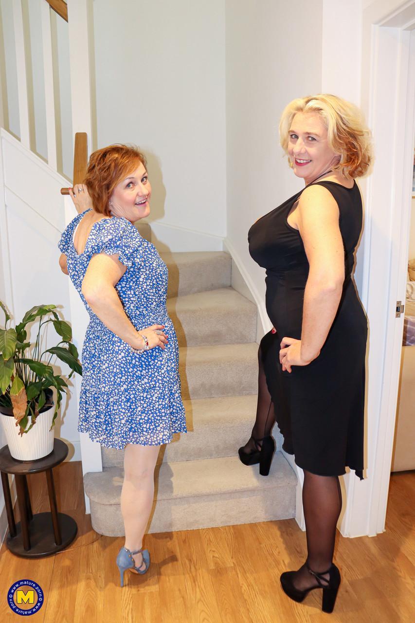 Grannies Camilla Creampie & Kugar Lush show their curves & play with a strapon(2)