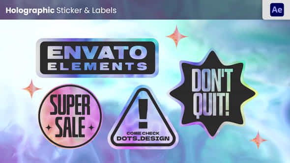Holographic Sticker Labels - VideoHive 57713390
