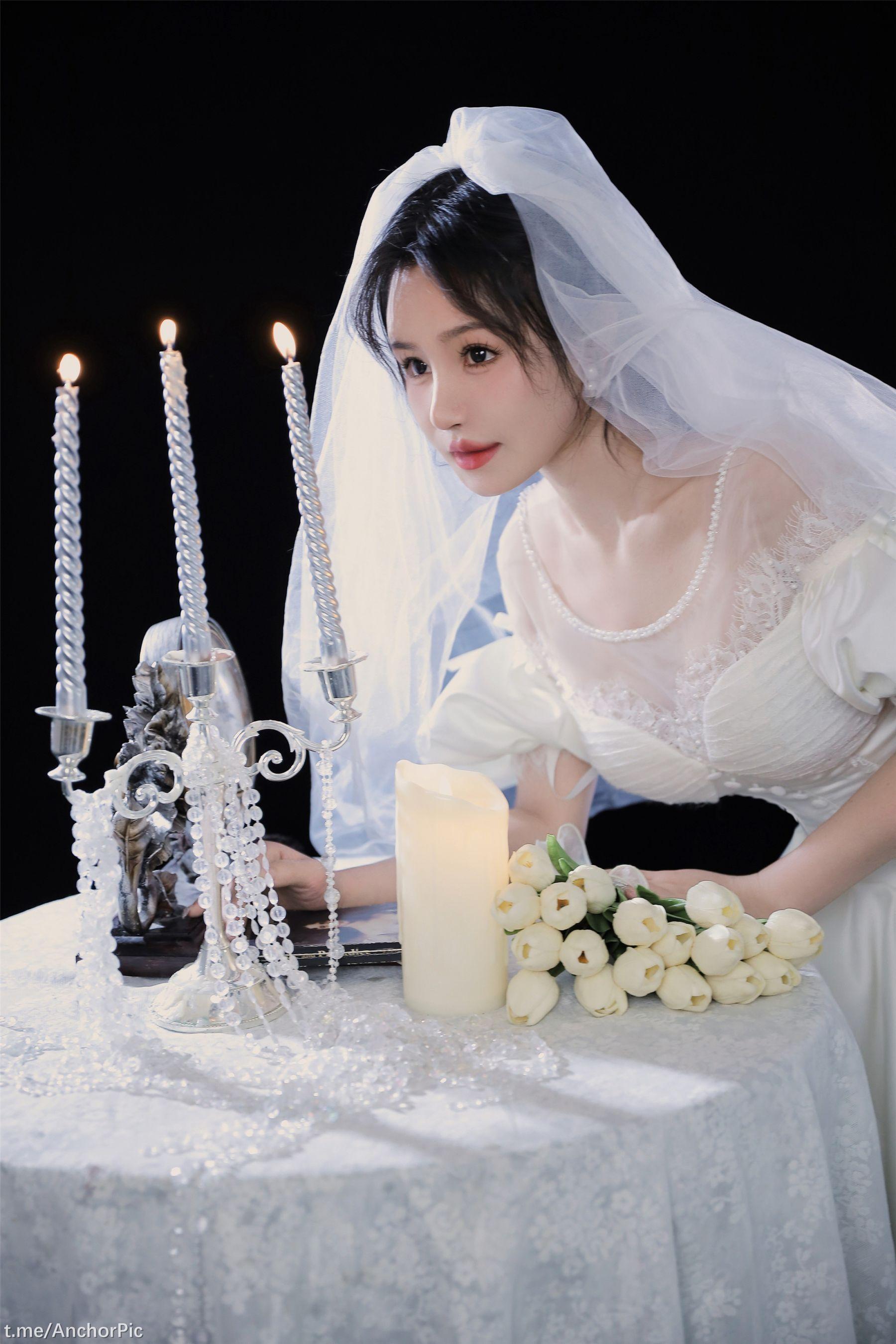 国模套图 桃暖酱《婚纱》(8)