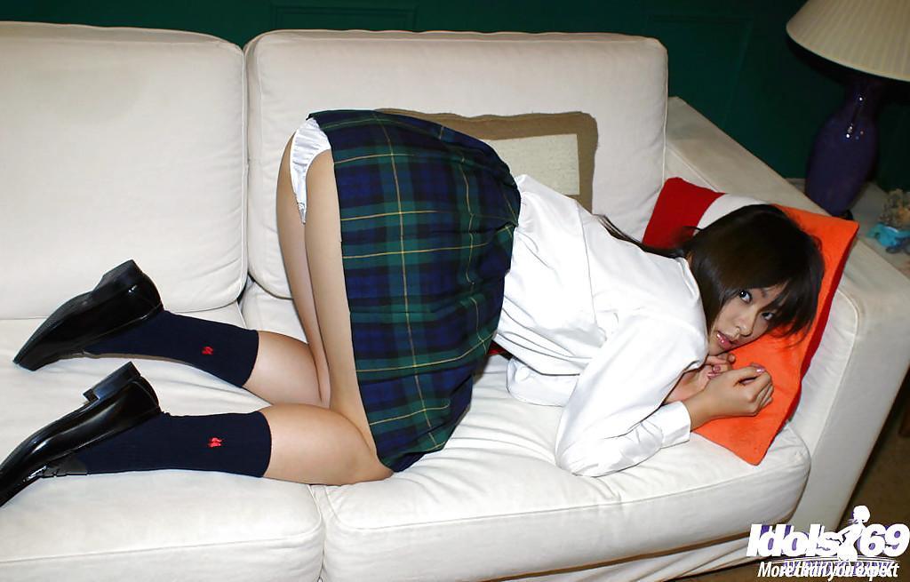 Naughty asian schoolgirl Hikaru Koto slipping off her uniform(6)