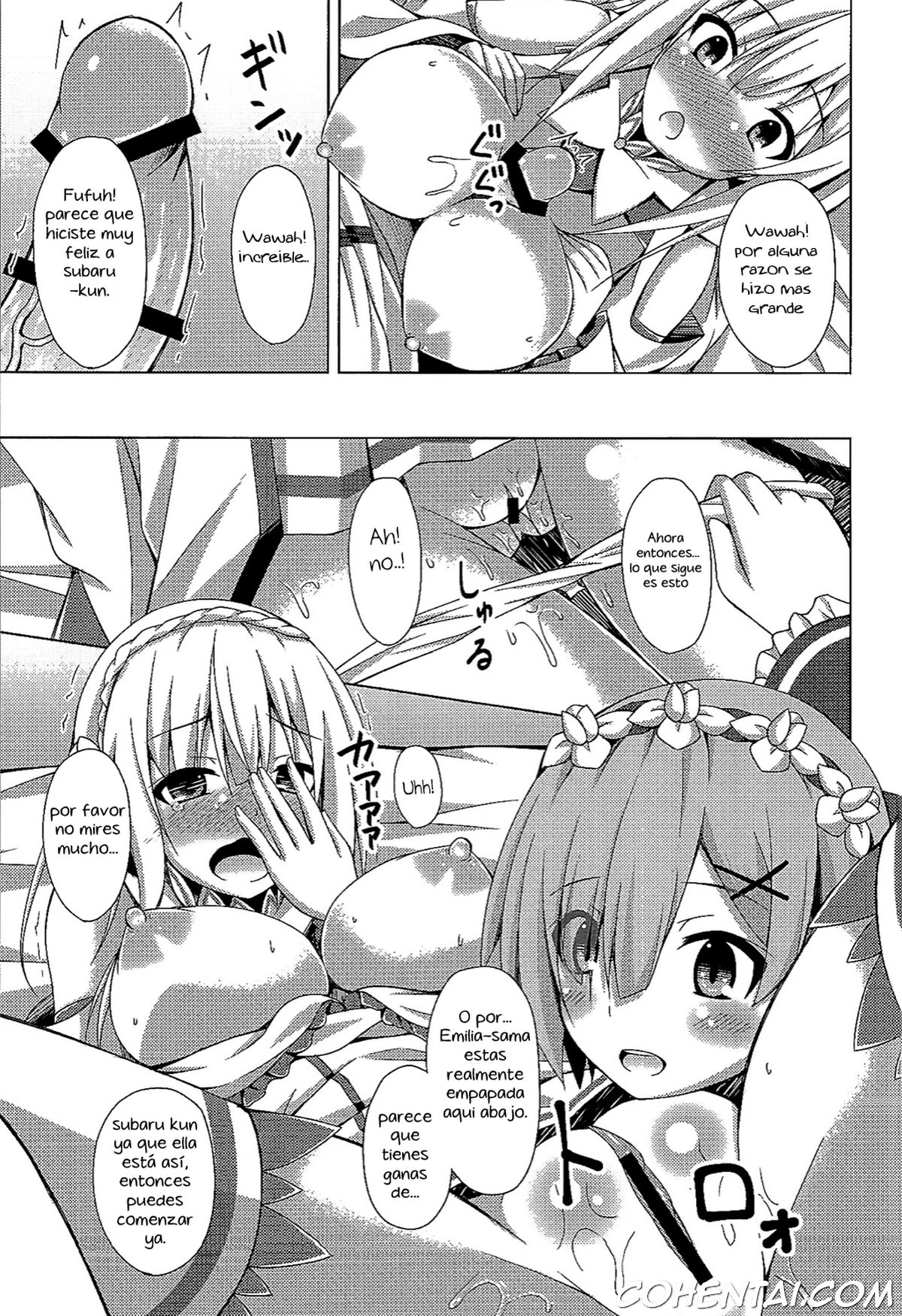 Oshiete Rem Sensei – Emilia-tan to Manabu Hajimete no SEX (Re:Zero kara Hajimeru Isekai Seikatsu) xxx comics manga porno doujin hentai español sexo 