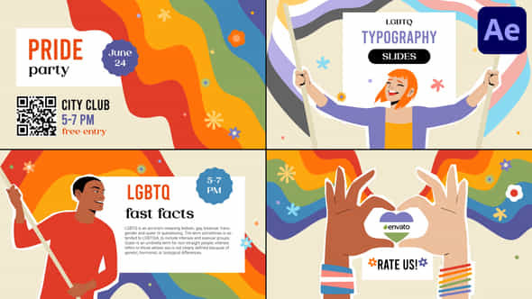 Lgbtq Typography Slides For After Effects - VideoHive 50327838