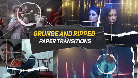 Grunge And Ripped Paper Transitions - VideoHive 56035213