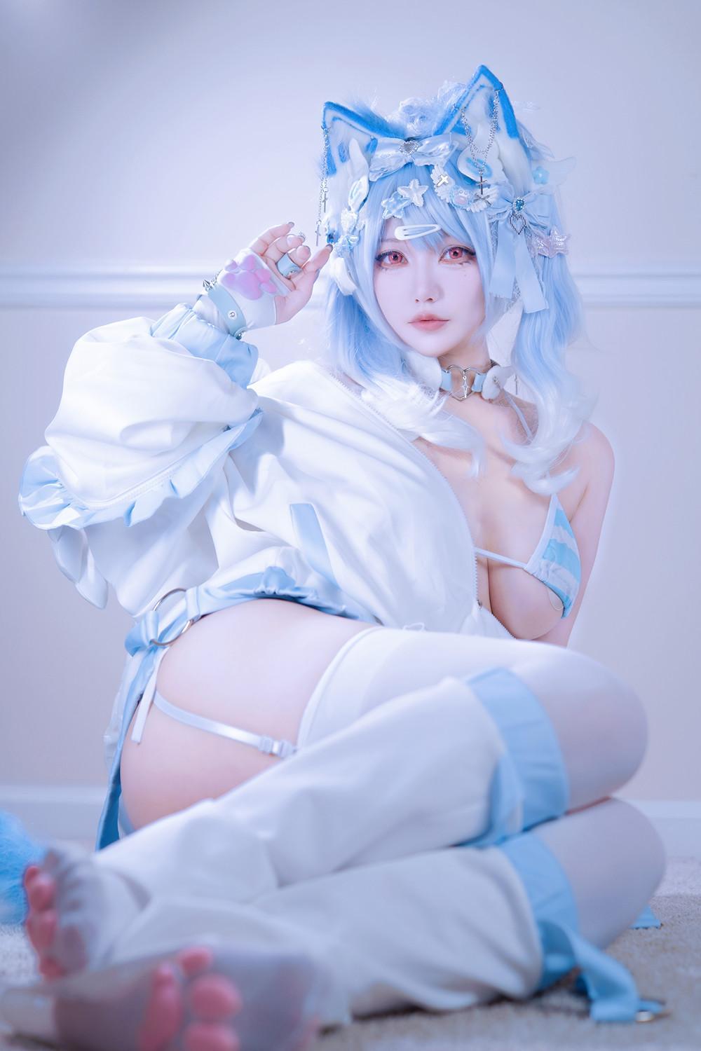 Cosplay 狐洛洛子 – 水色猫猫头(25)