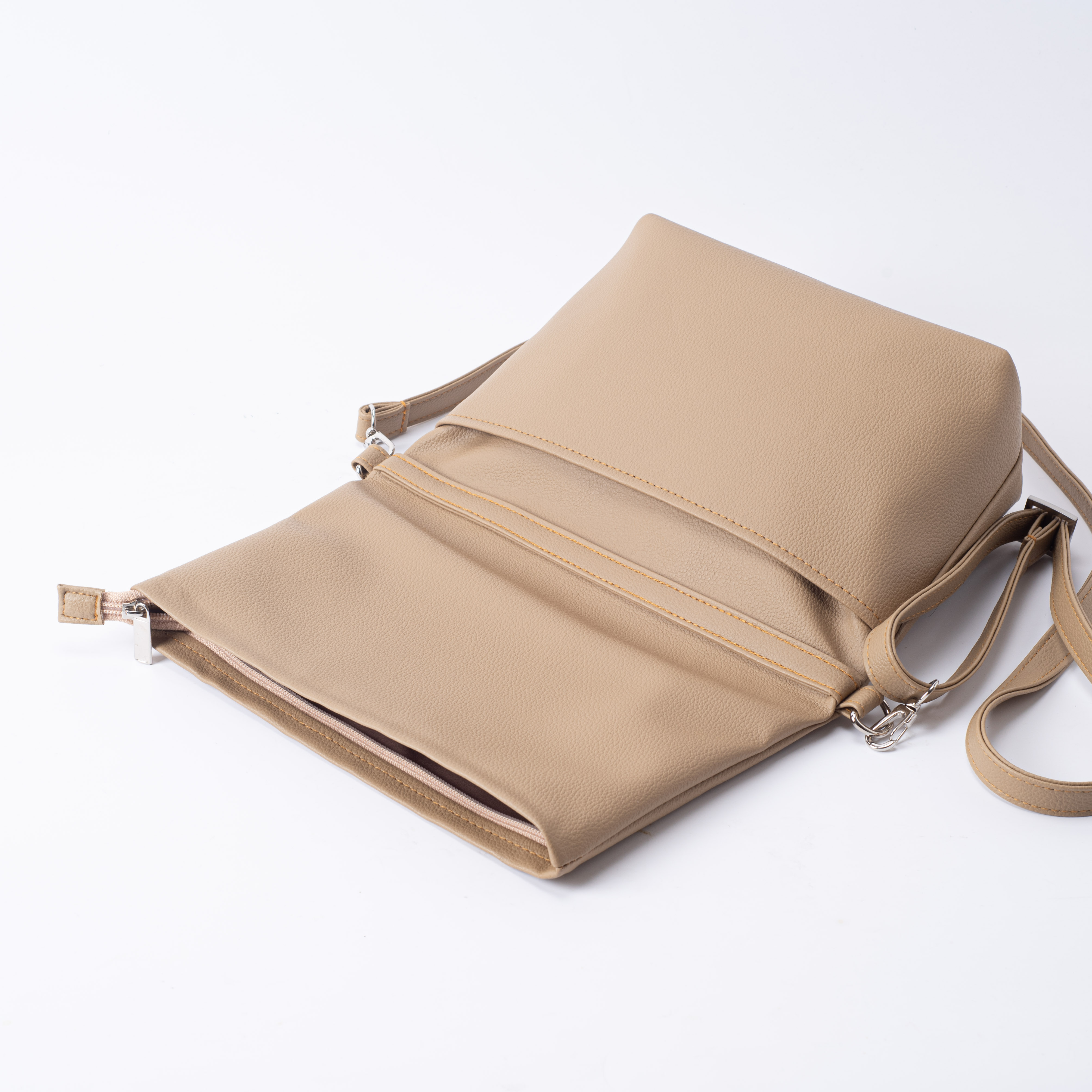 Crossbody Mini Bag Taupe Beige Faux Leather Shoulder Bag 