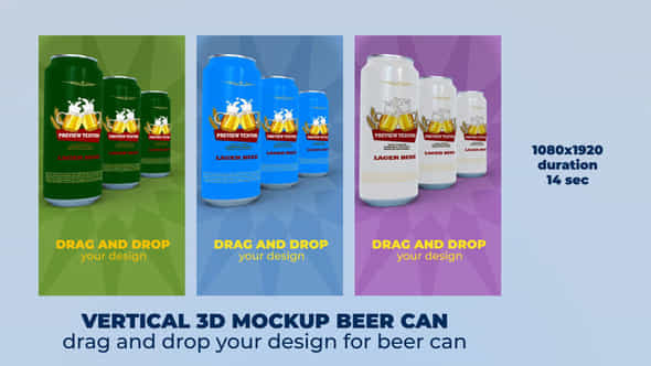 Vertical 3D Mockup Beer Can - VideoHive 58891060