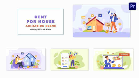 Flat Design House Rental Advertisements Animation Scene - VideoHive 48802126