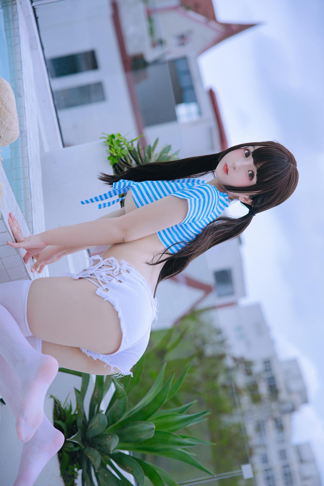 Cosplay Rinaijiao日奈娇 蓝白条 Set.01(11)