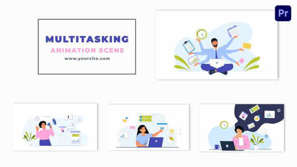 Multitasking Employee Animated - VideoHive 47354963