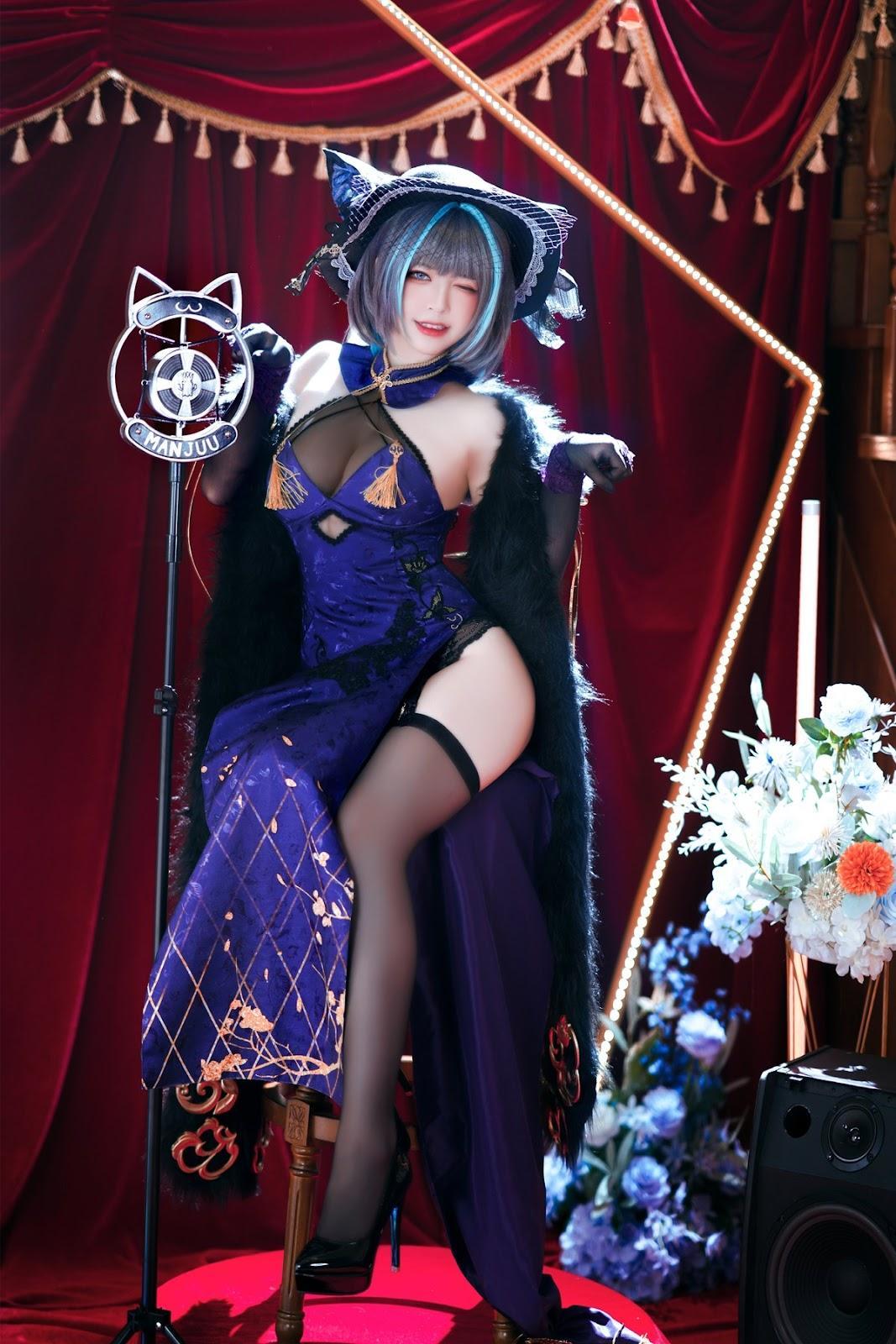 Cosplay 半半子 柴郡旗袍(30)