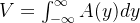 V = \int_{-\infty}^{\infty} A(y)dy