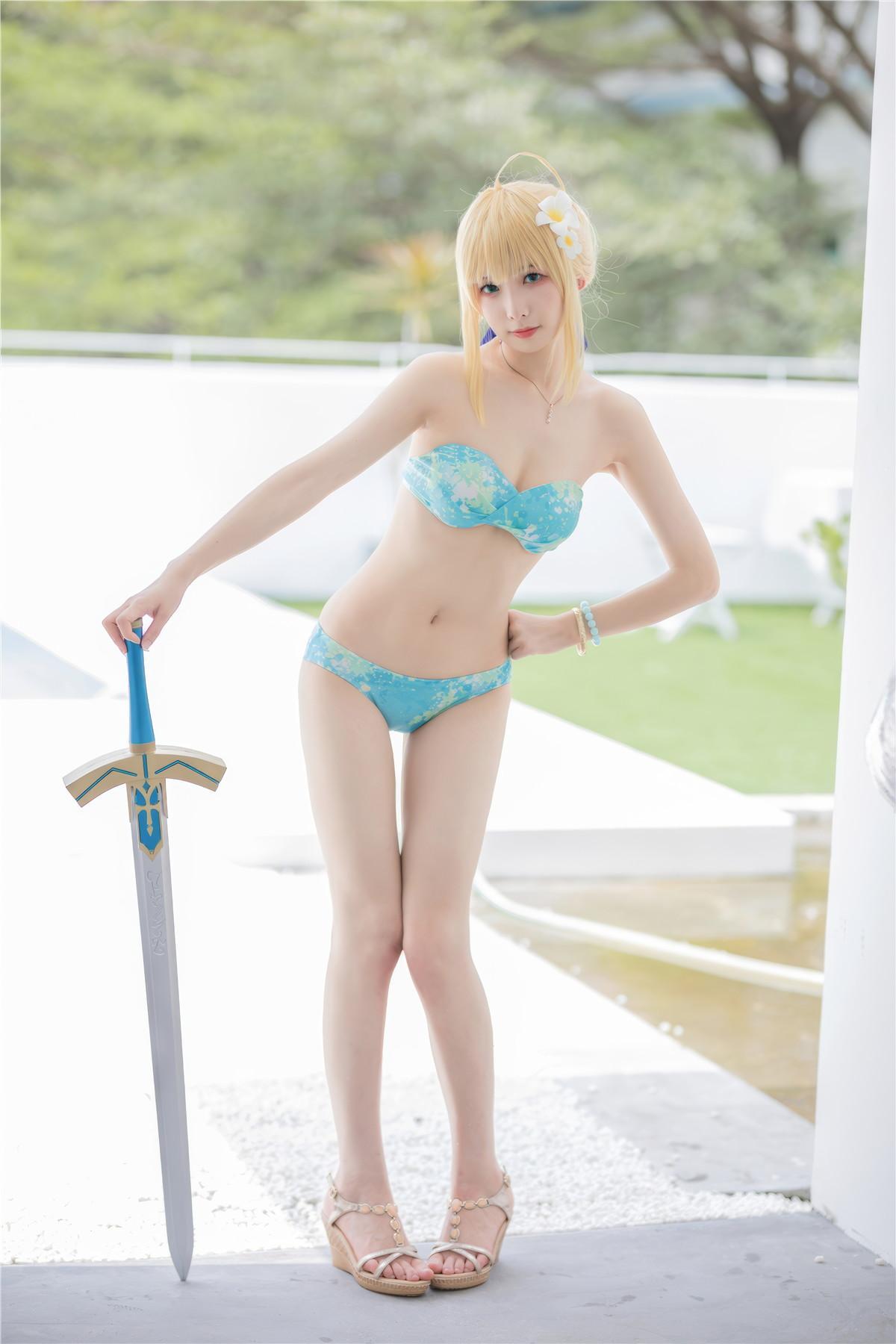 Cosplay 封疆疆v 阿尔托莉雅·潘德拉贡 泳装(30)