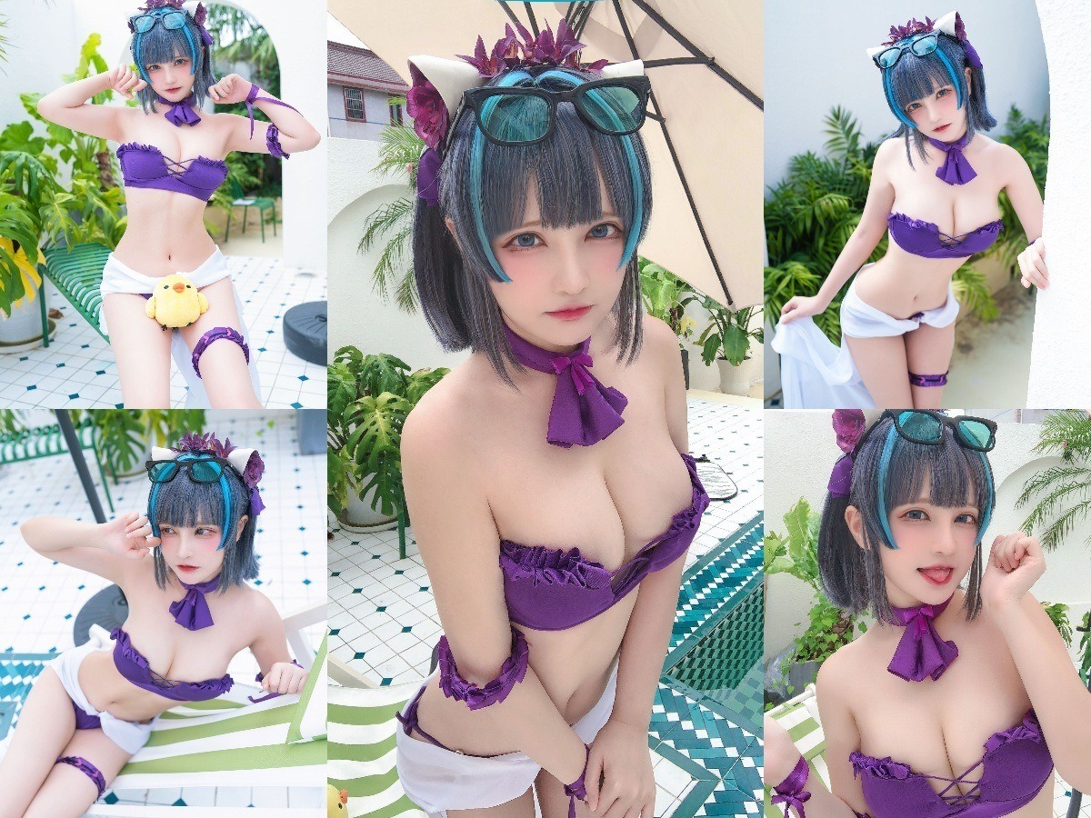 [Cosplay] Senya Miku 千夜未来 – Cheshire Swimsuit 柴郡电子 (Azur Lane)