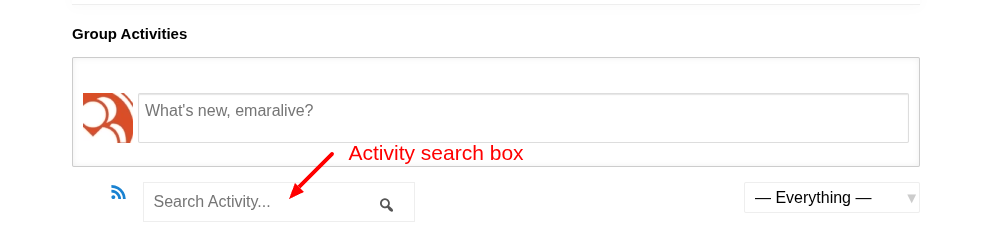 screenshot of axtivity search box for groups