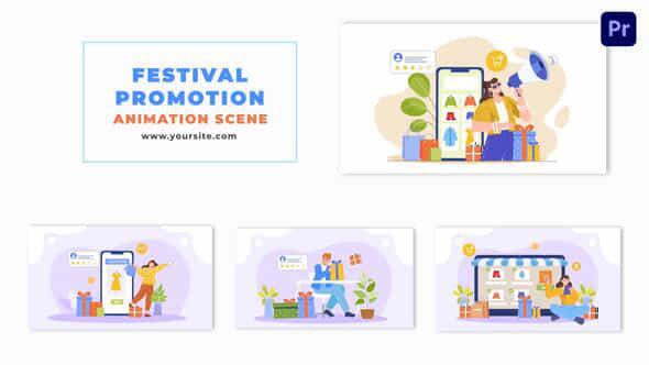 Festive Season Marketing Flat Character Animation Scene - VideoHive 48803084