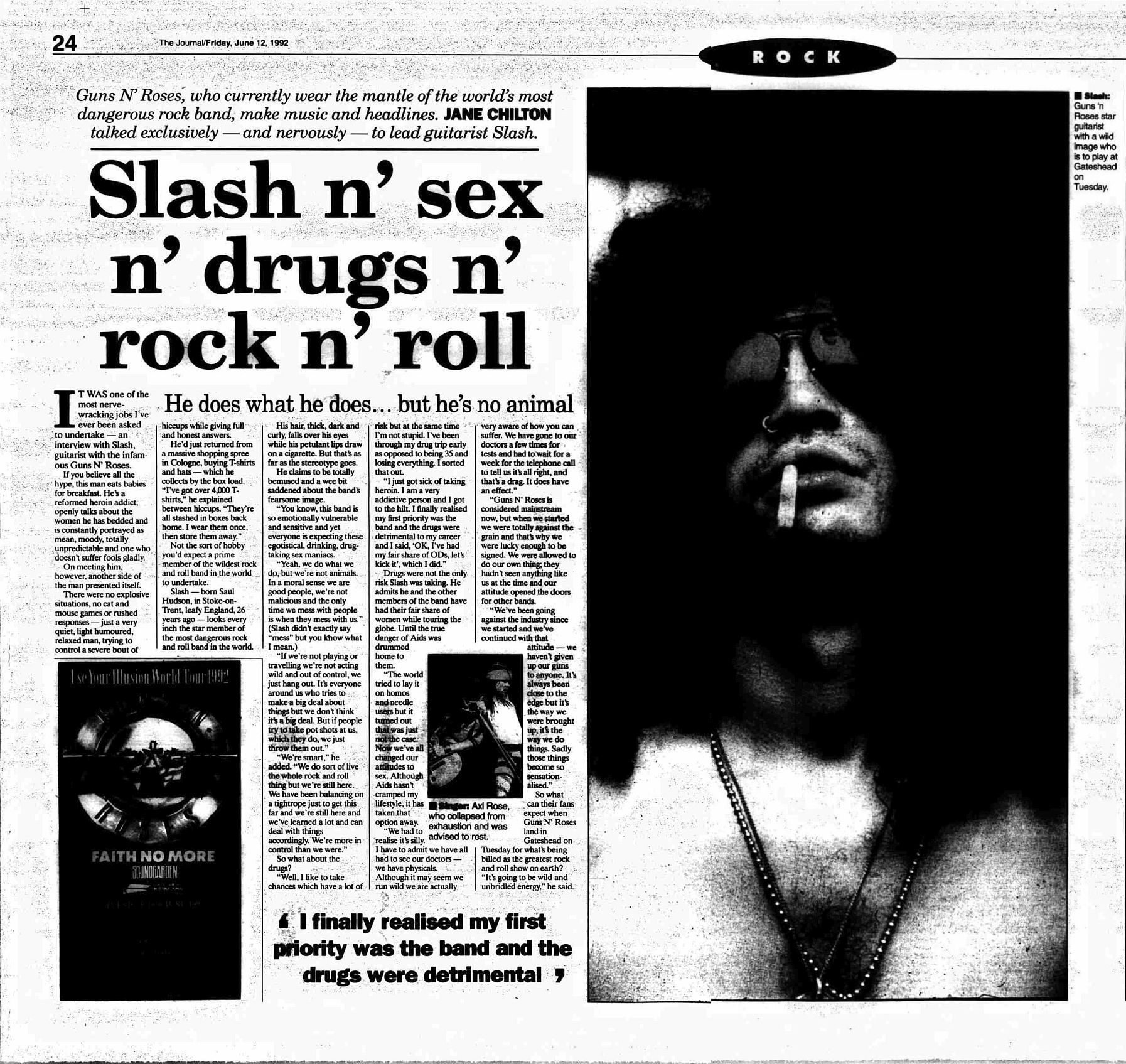 1992.06.12 - The Newcastle Journal - Slash n’ sex n’ drugs n’ rock n' roll (Slash) 4TKSNQzj_o